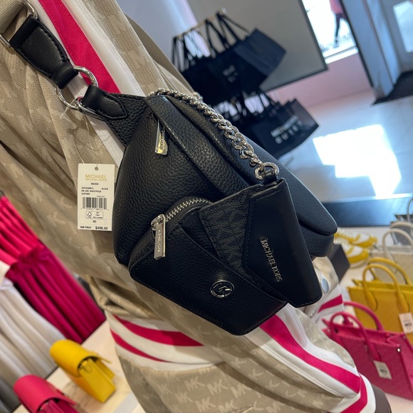 Michael Kors Maisie 2 In 1 Small Leather Waist pack Fanny pack Bag (Black) MK - Picture 10 of 16